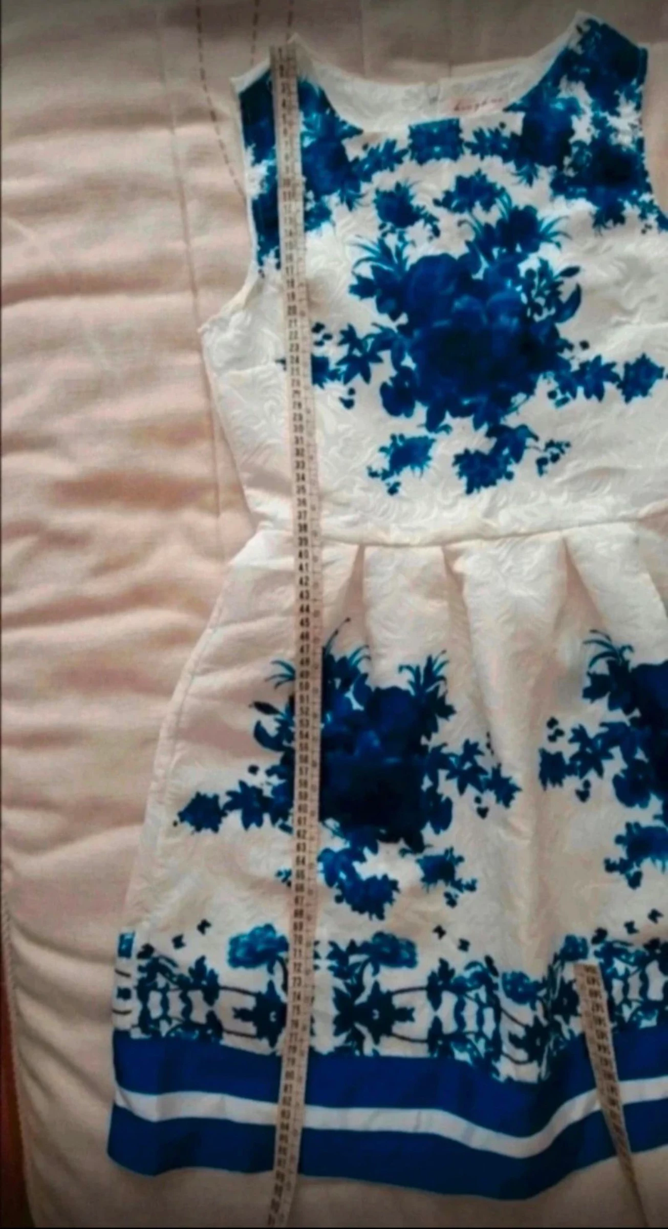 Vestido de mujer, color blanco y azul, talla S – photo 4